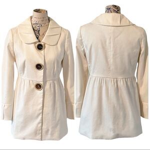 𝅺andrea Behar white pleated collar Dress Coat